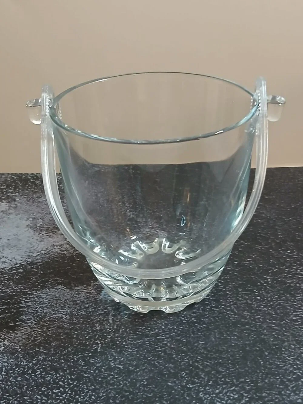 Pasabahce-Turkish-Vintage Clear Glass Small Ice Bucket w/Tongs